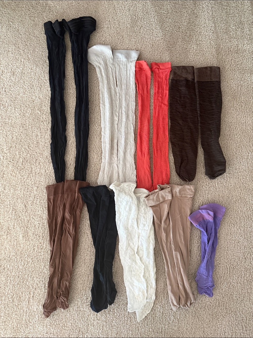 Assorted Ribbed & Sheer Women's knee high Tights - Multi Color Pack